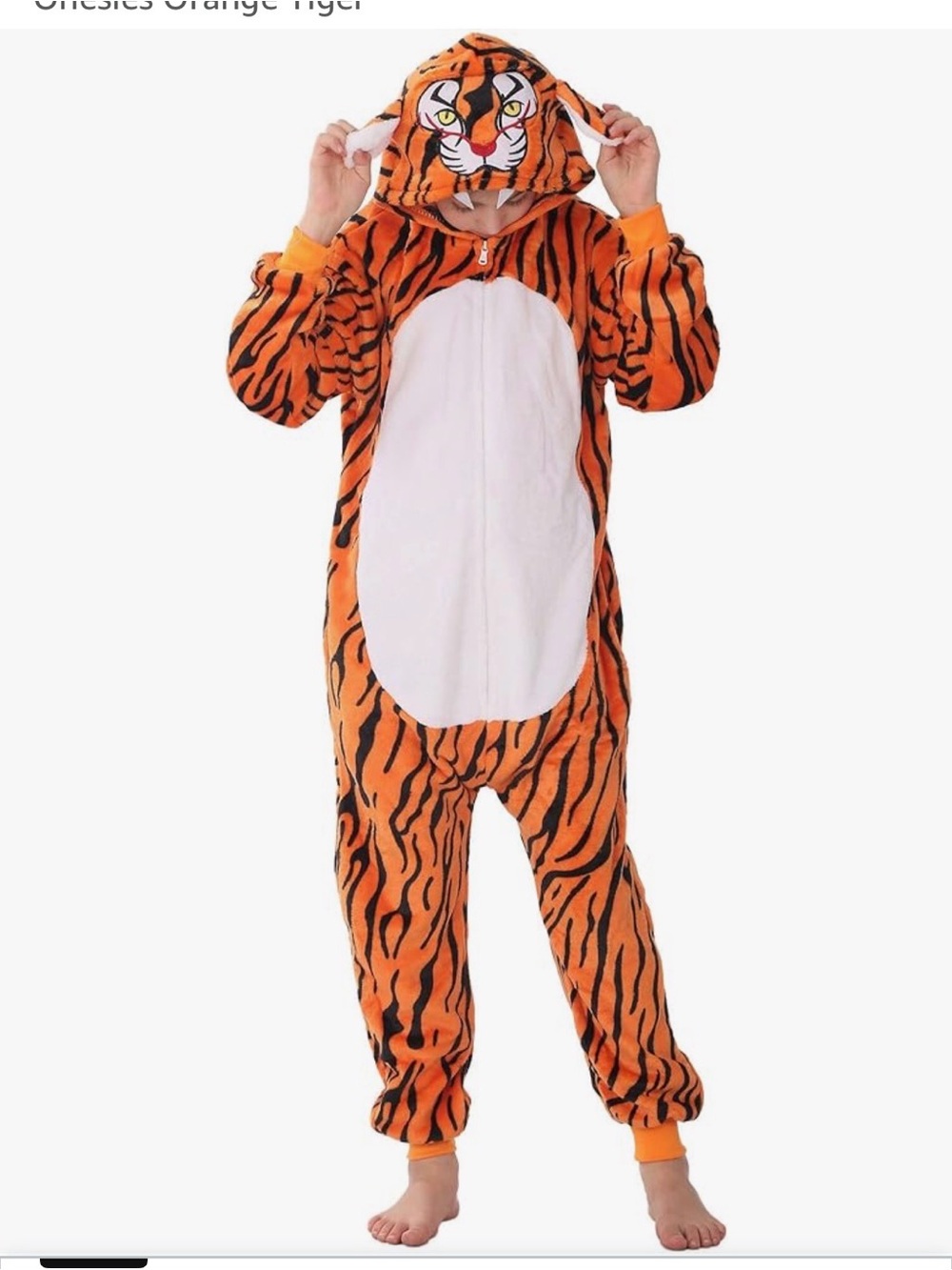 Orange Tiger Onesie Pajama with Hood. 130= size 8